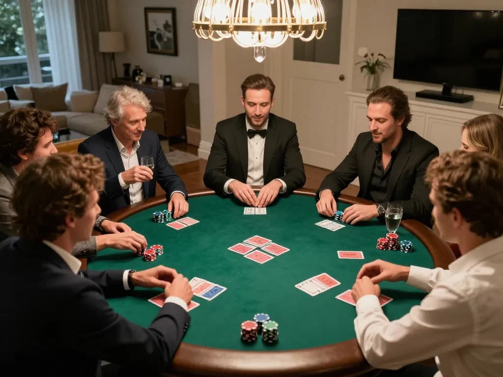 Players enjoying a thrilling poker game at home while strategizing their moves at 11win com.