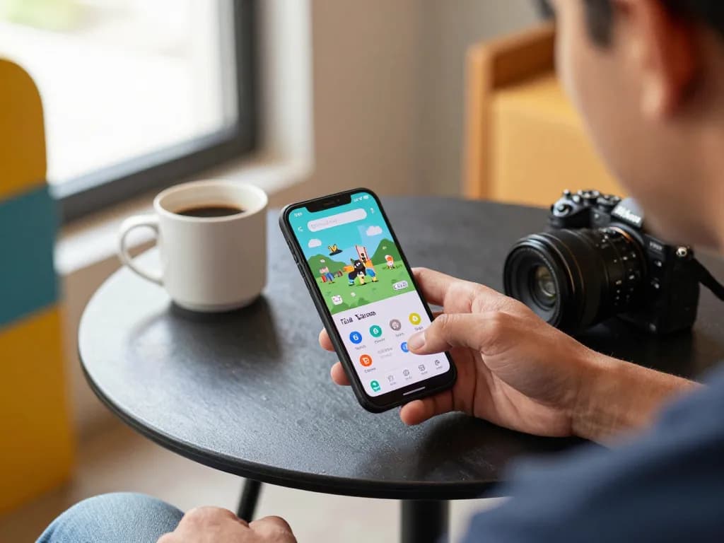 Tải app Da88 shown on smartphone during an engaging mobile gaming session in a cozy home setup.