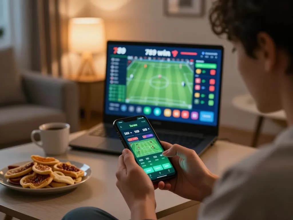Engaging in live sports betting on the 789 win app in a cozy home setting