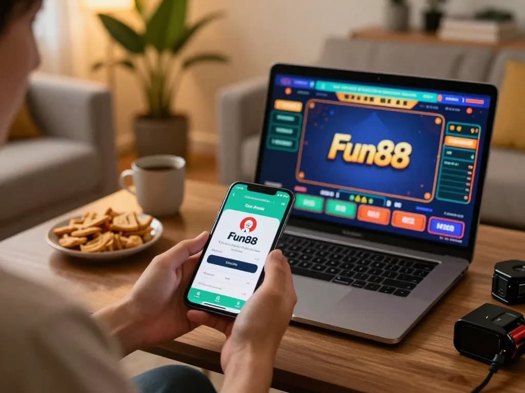Engaging gameplay visuals featuring the Fun88 link mobile app on a smartphone for online casino gambling