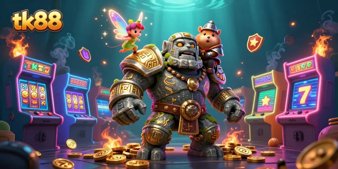 Experience the thrilling games at tk88 with a stunning casino scene featuring magical elements.