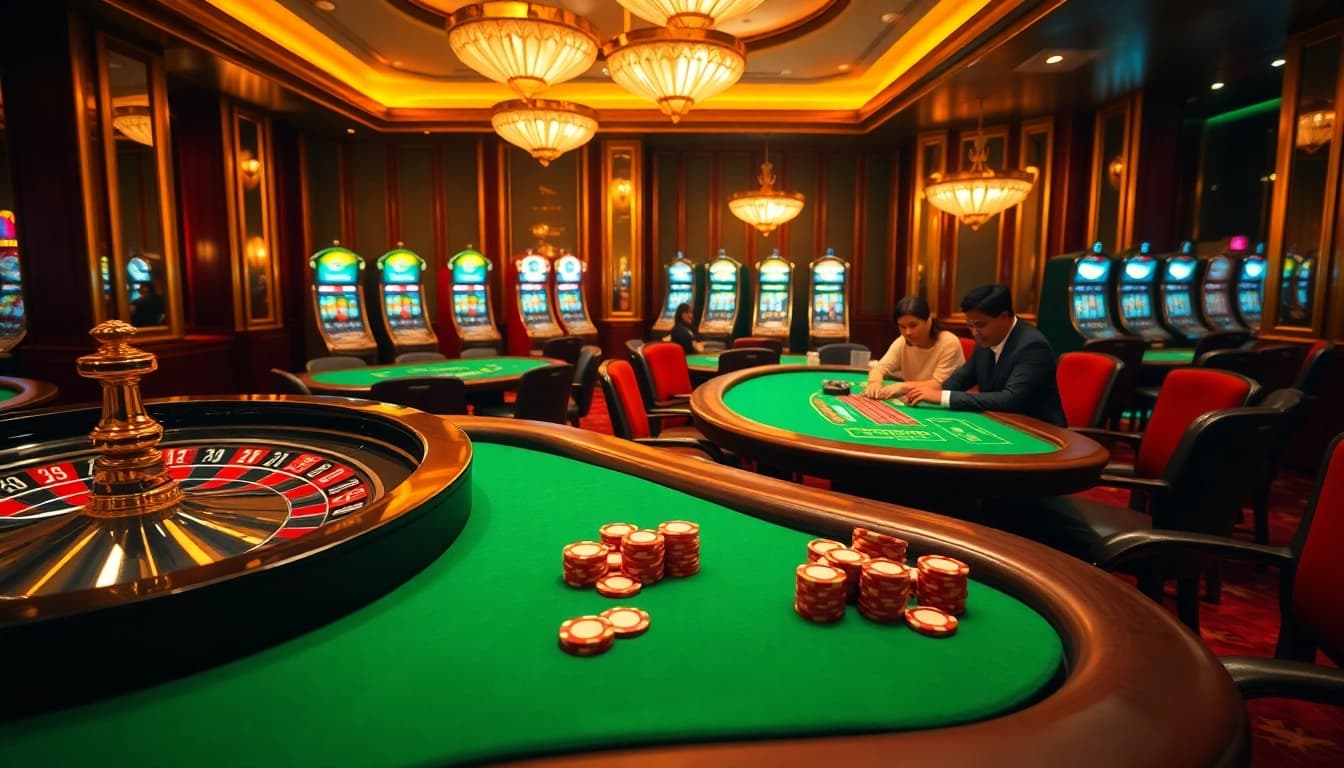 Experience thrilling gambling action at luck8 trang chủ with vibrant casino tables and players.