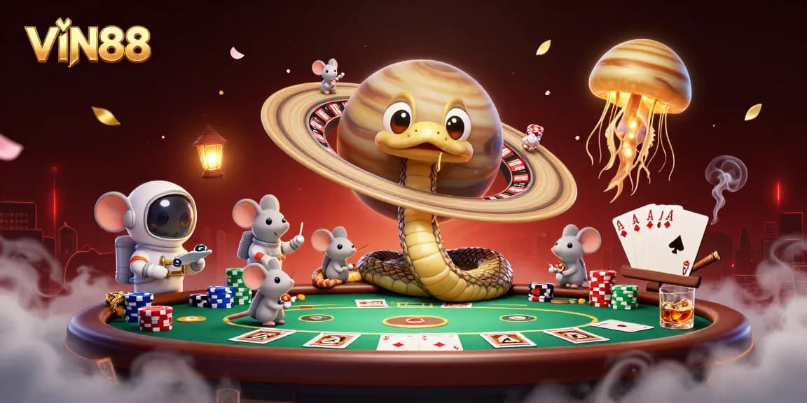 Experience thrilling games at VIN88 with dynamic cosmic casino vibes and engaging characters.