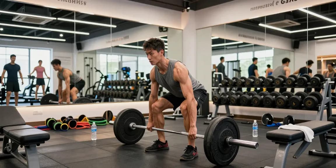 Prime Pharma Steroiden bodybuilding athlete performing deadlift in gym.