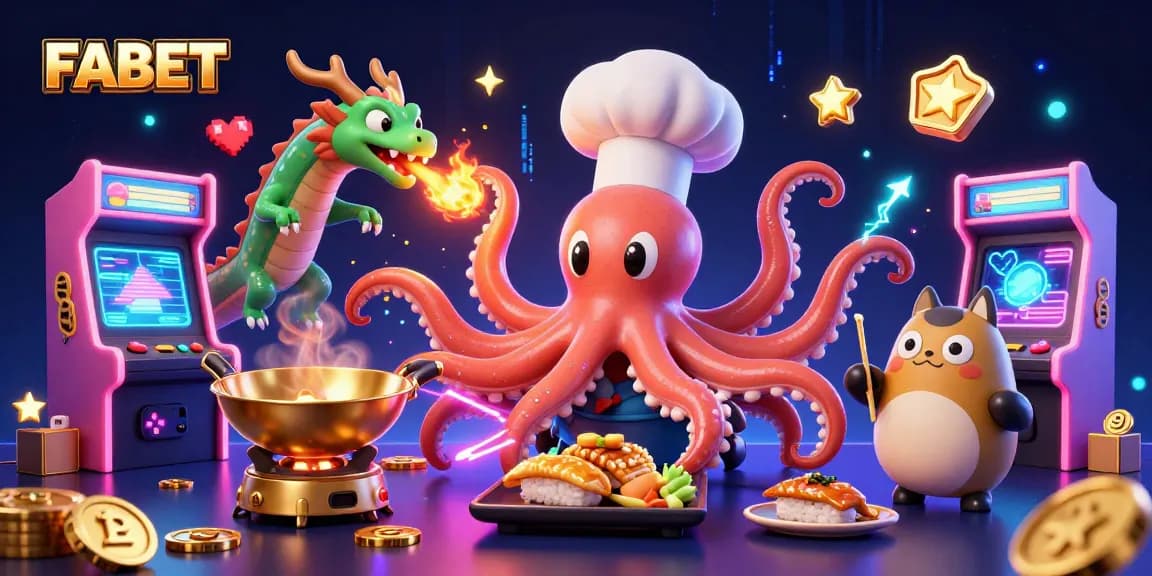 FABET invites players to experience vibrant casino action with lively characters in a striking 3D scene.