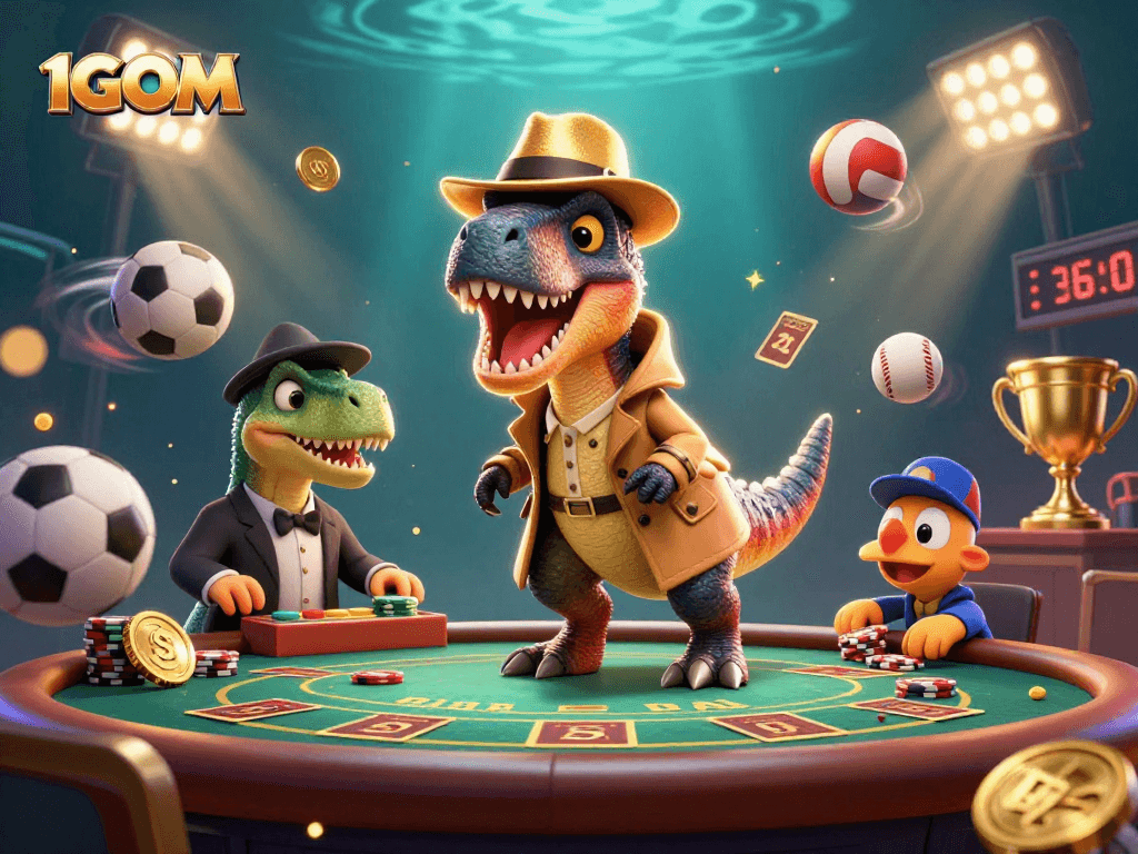 Engage with 1GOM's thrilling gaming environment featuring dynamic action at a blackjack table.