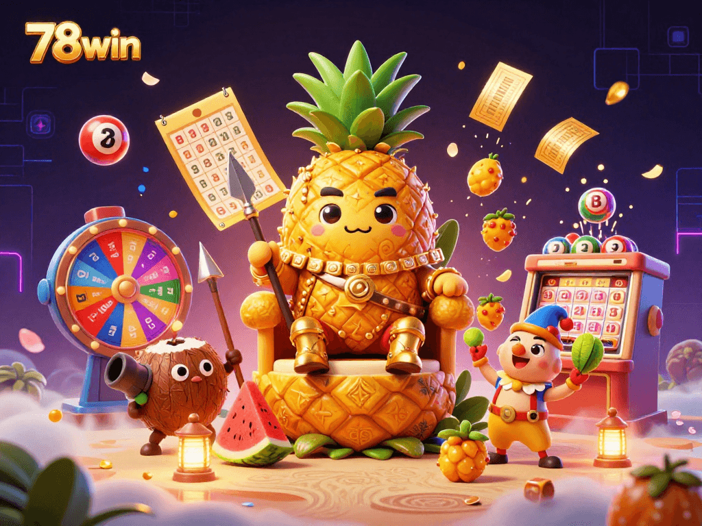 Experience thrilling gaming at 78win with vibrant characters and dynamic lottery elements in a lively casino scene.