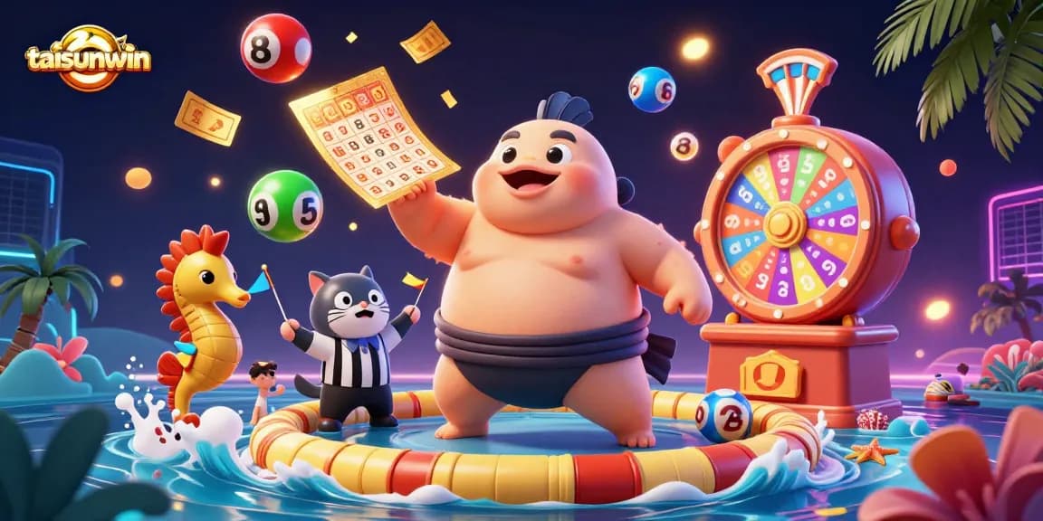Engage with taisunwin’s thrilling lottery scene featuring dynamic 3D characters and vibrant game elements.