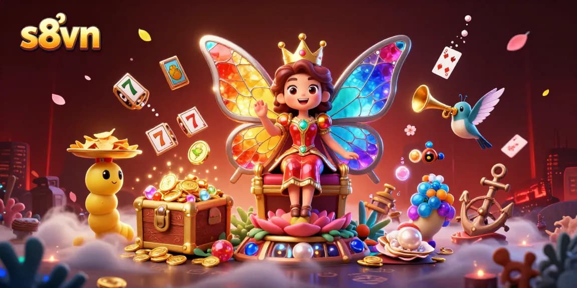 Experience the thrilling world of s8vn in this vibrant casino scene with butterfly queen and jackpot elements