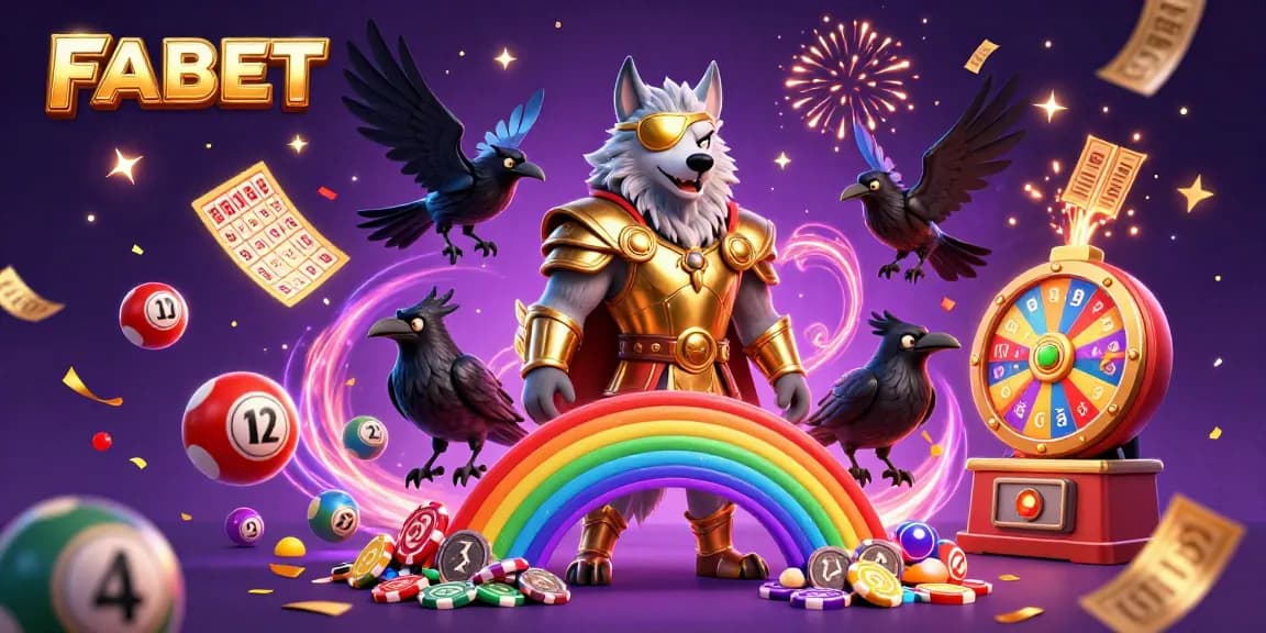 Experience thrilling wins with FABET in this vibrant, energetic casino illustration.