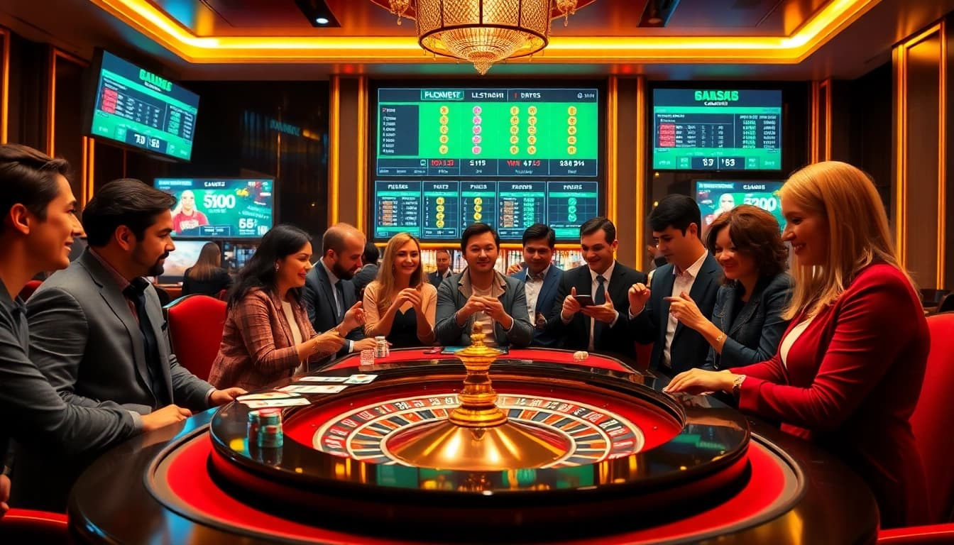 Exciting casino gaming experience at https://s8s8.org/ featuring diverse players and luxury atmosphere.