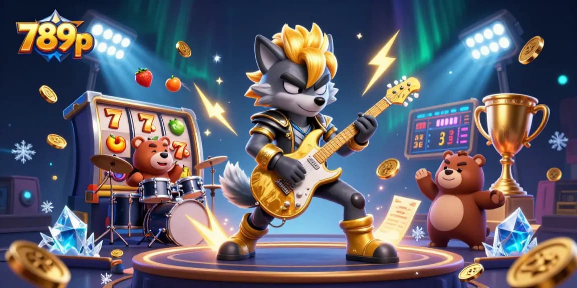 Experience thrilling gaming at 789p with dynamic slot reels and vibrant characters on stage.