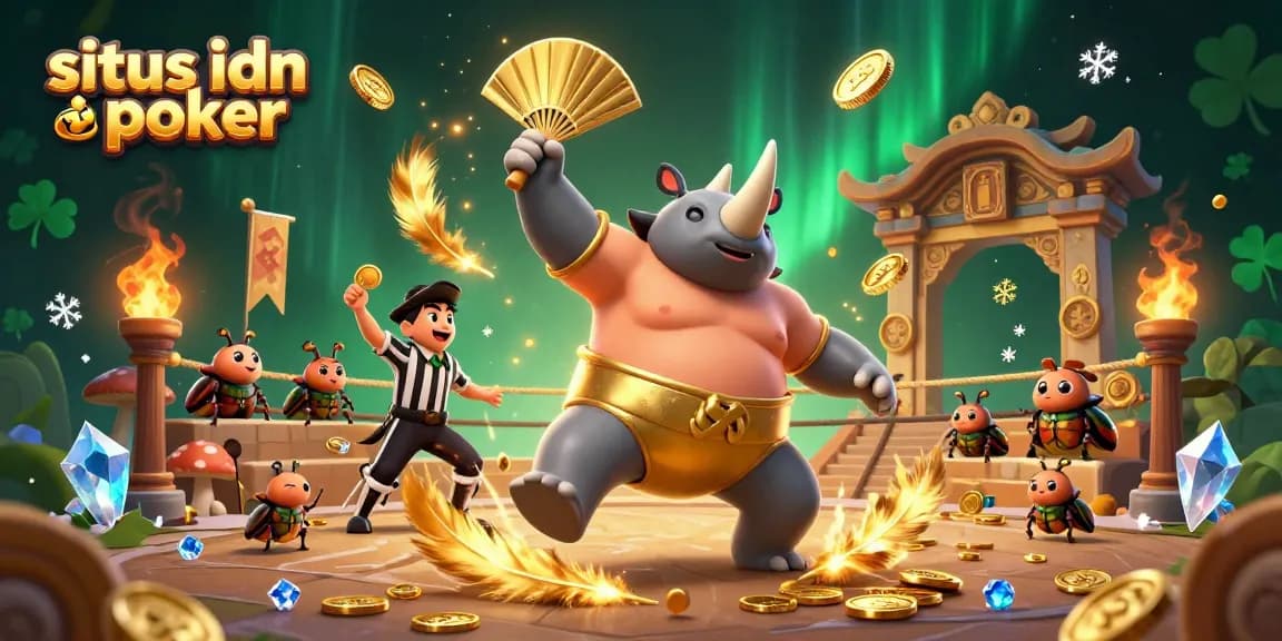 Situs idn poker menunjukkan juara sumo kumbang dengan koin terbang dalam pertempuran yang seru.