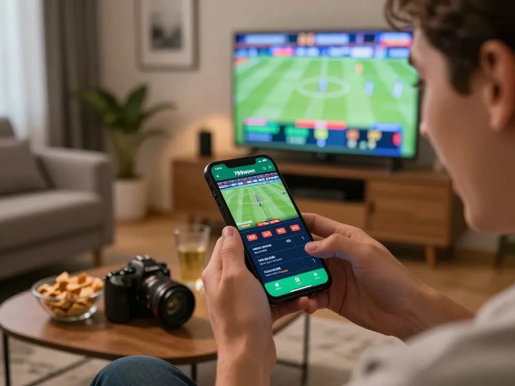 Engaging moment of a user strategizing with the 789winn app during live sports betting.