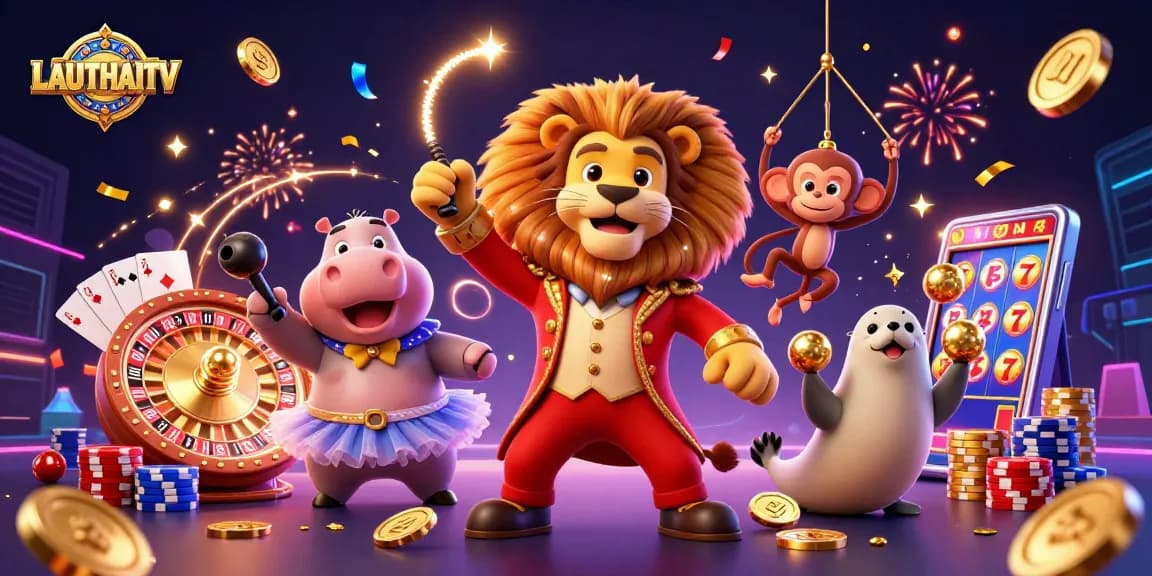 Experience the excitement of LAUTHAITV with vibrant gambling action featuring lively characters and casino elements.
