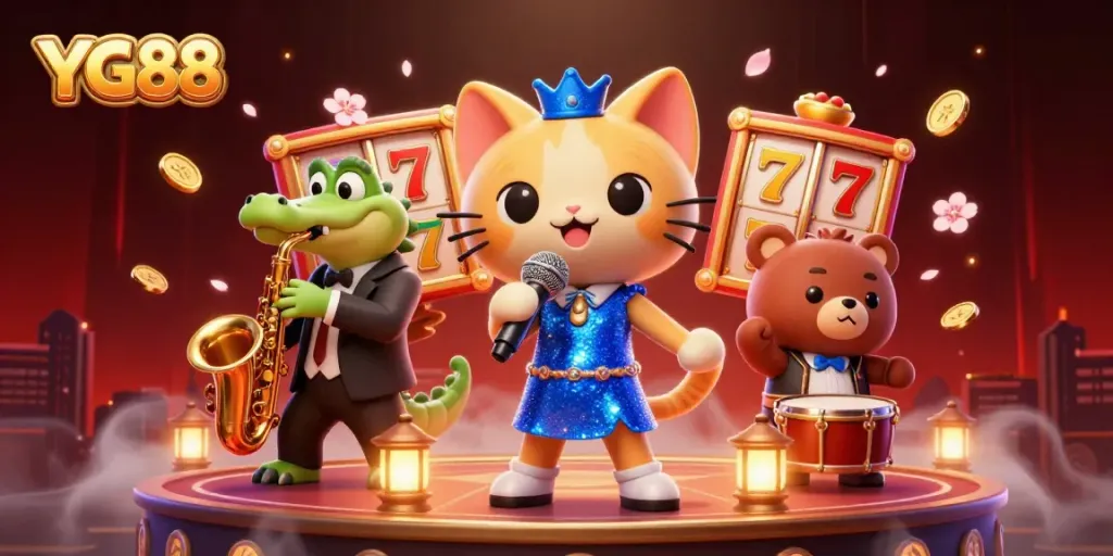 Engage with YG88's thrilling online gaming experience featuring vibrant casino characters and lucky elements.