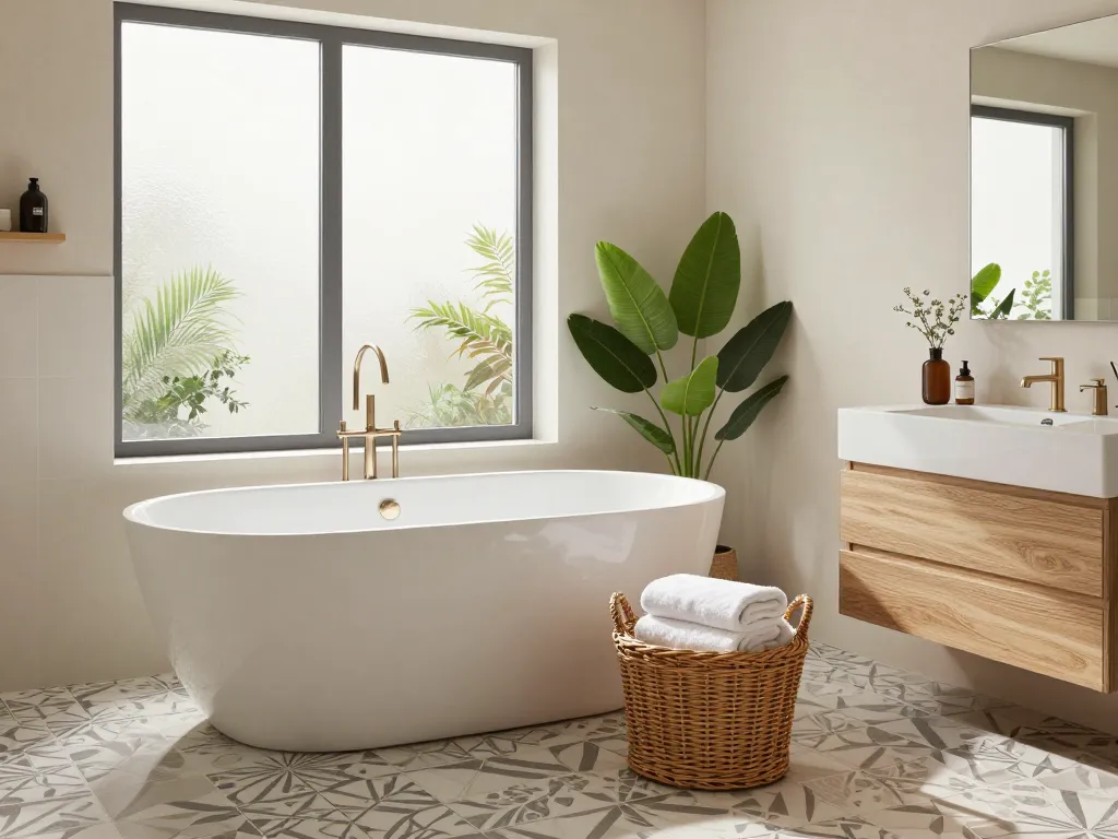 Vixx Badkamers modern badkamerontwerp met luxueuze armaturen en serene sfeer.