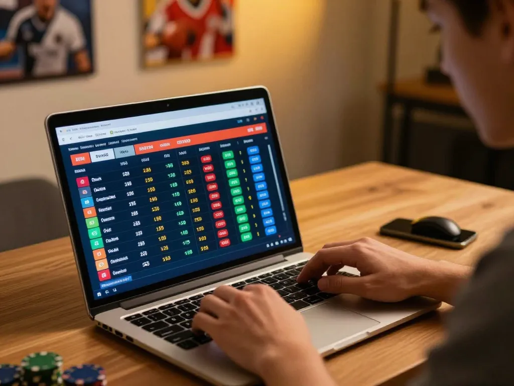 VIN88 WIN betting session showcasing player analyzing odds for sports betting