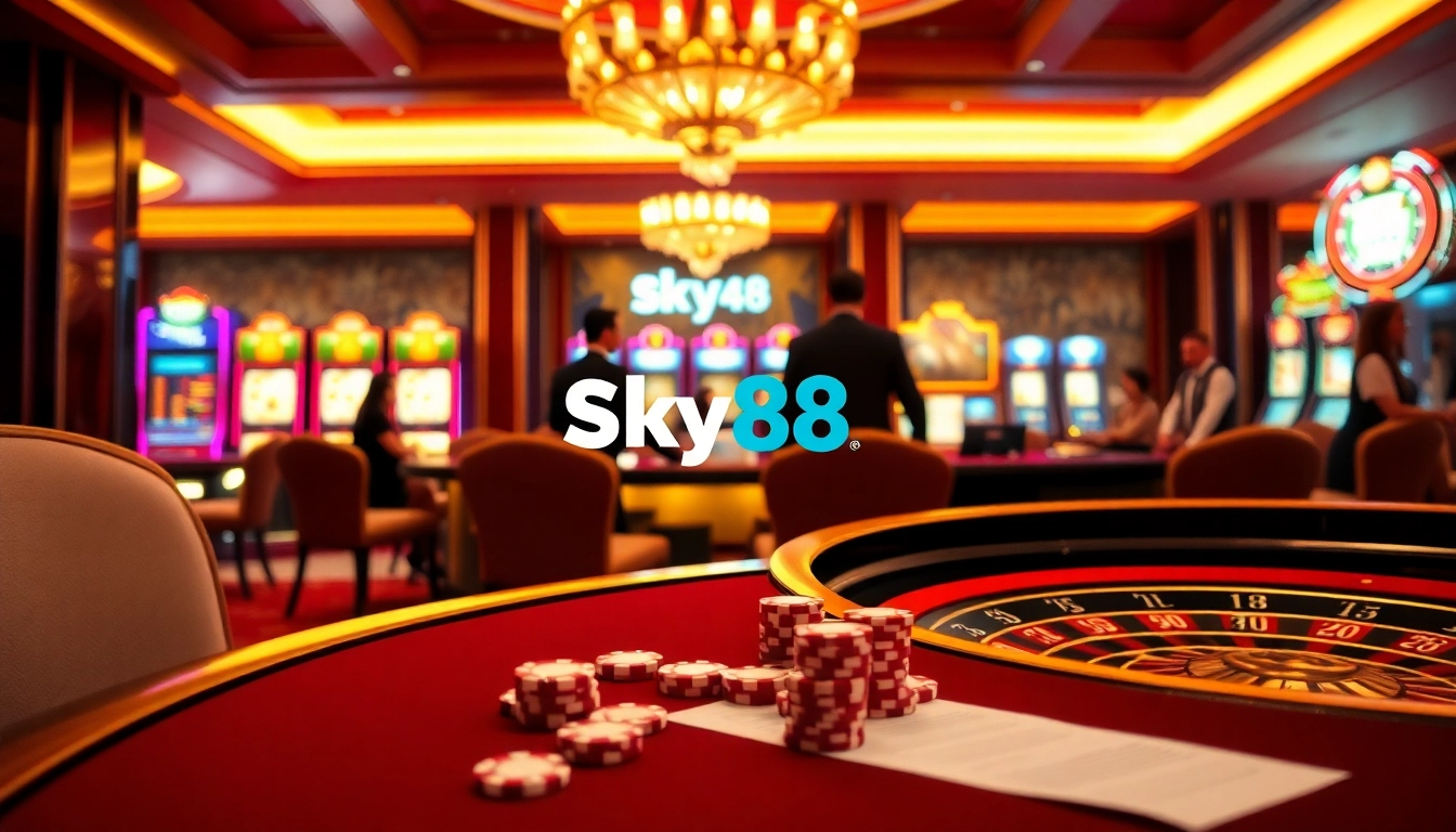 Experience thrilling gameplay at https://sky88.tel/ with vibrant casino elements and engaging betting scenes.