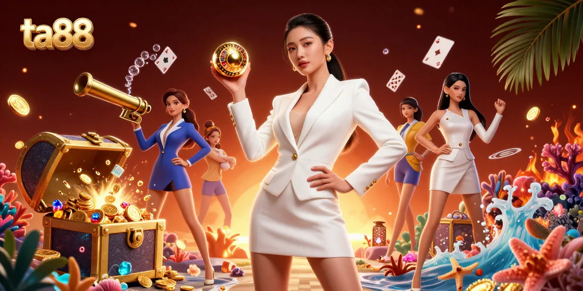 Engage with ta88's thrilling gaming experience featuring a stylish Asian woman in a luxury casino setting.