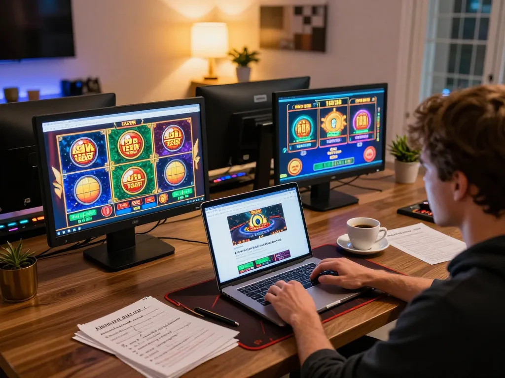 Player enjoying strategic online gaming at 123B with engaging visuals and cozy atmosphere