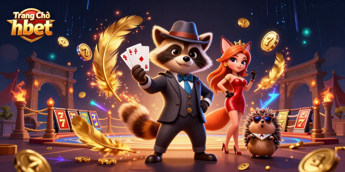 Experience the excitement of Trang Chủ hbet through a vibrant 3D digital casino scene filled with characters and gaming elements.