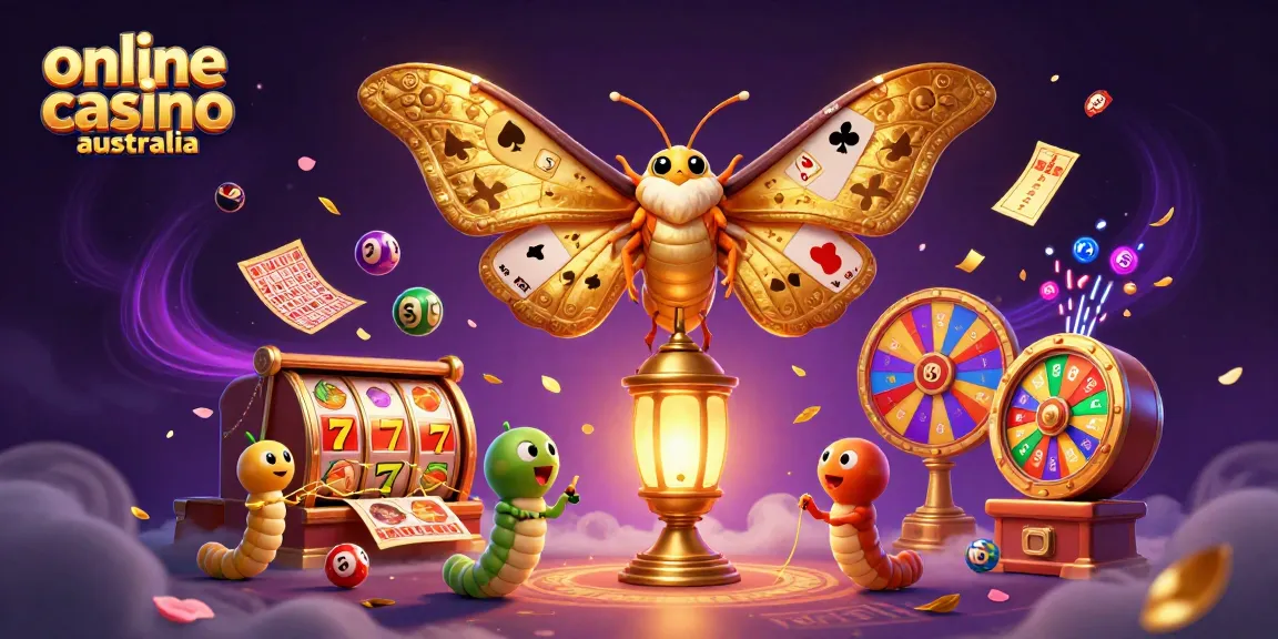 Engage with the vibrant illustration showcasing online casino australia features, including dynamic gambling elements.