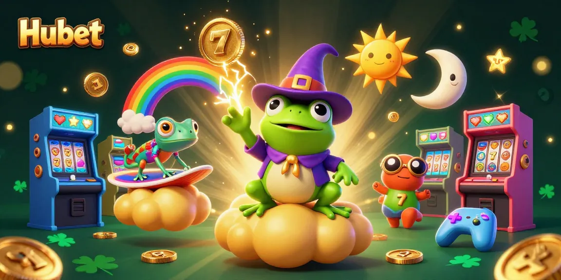 Experience the Hubet adventure with golden coins flying around in a vibrant casino setting.