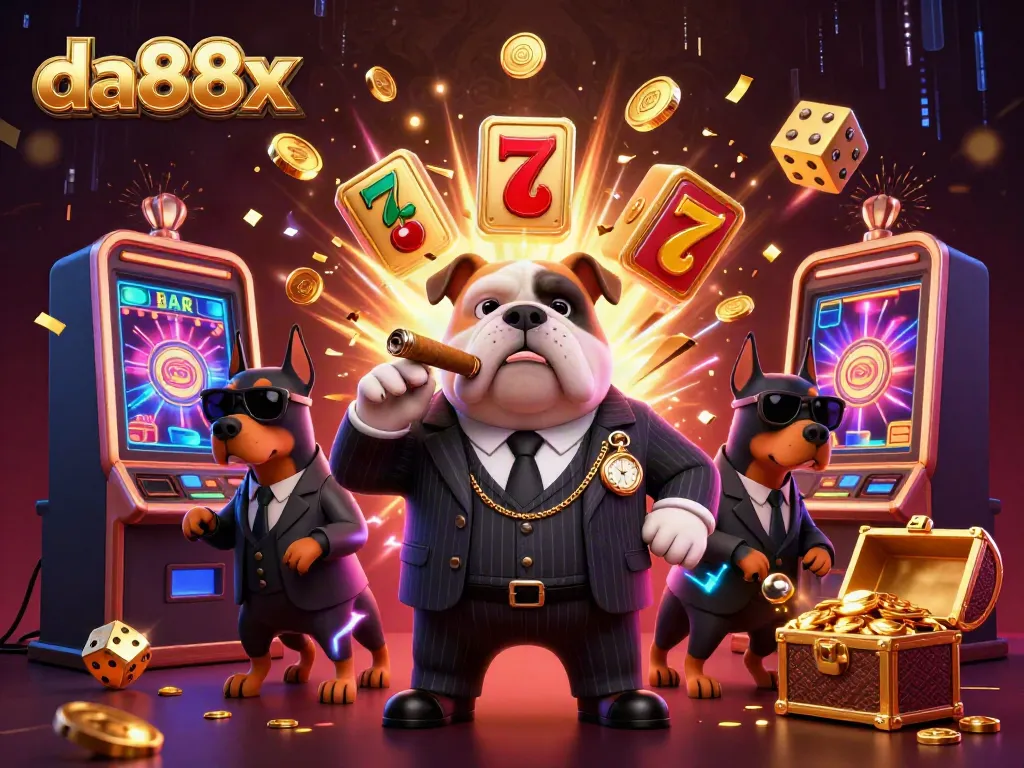 Experience the thrill of da88x with a dynamic illustration featuring vibrant casino elements and characters.