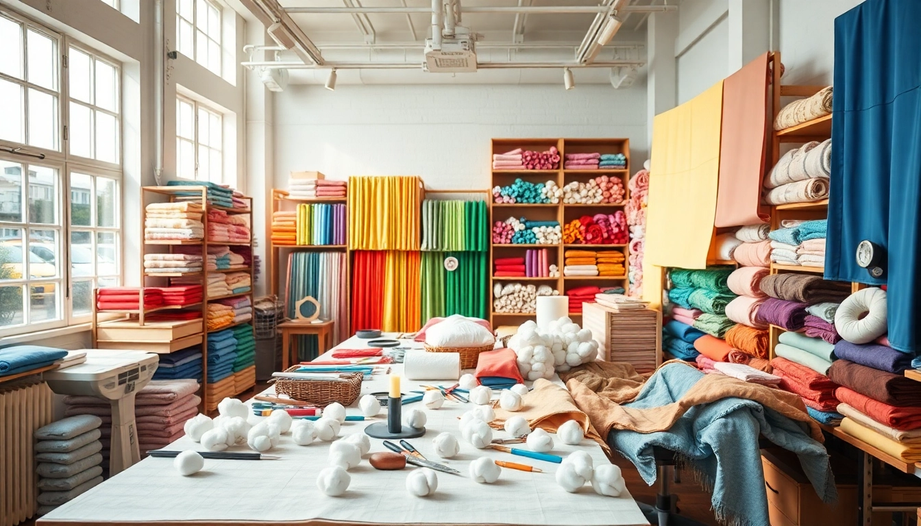 Verken katoen stof per meter in een creatieve textielstudio vol kleur en inspiratie.