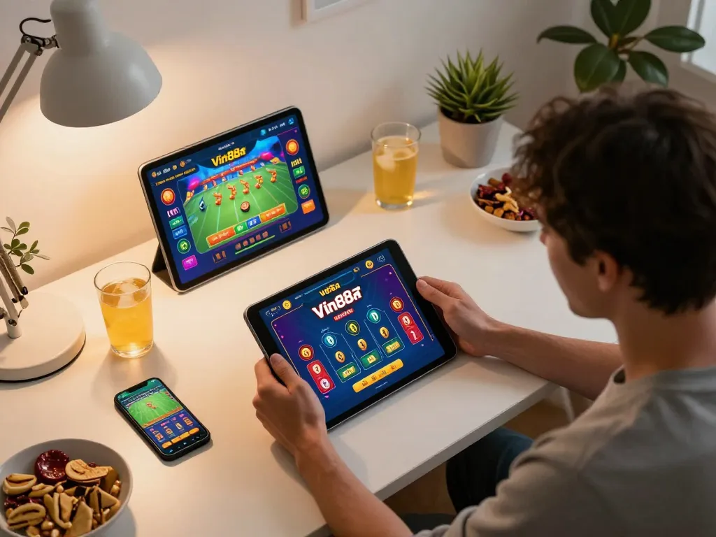 Player engaging with the Vin88a casino app during an exciting online gaming session.