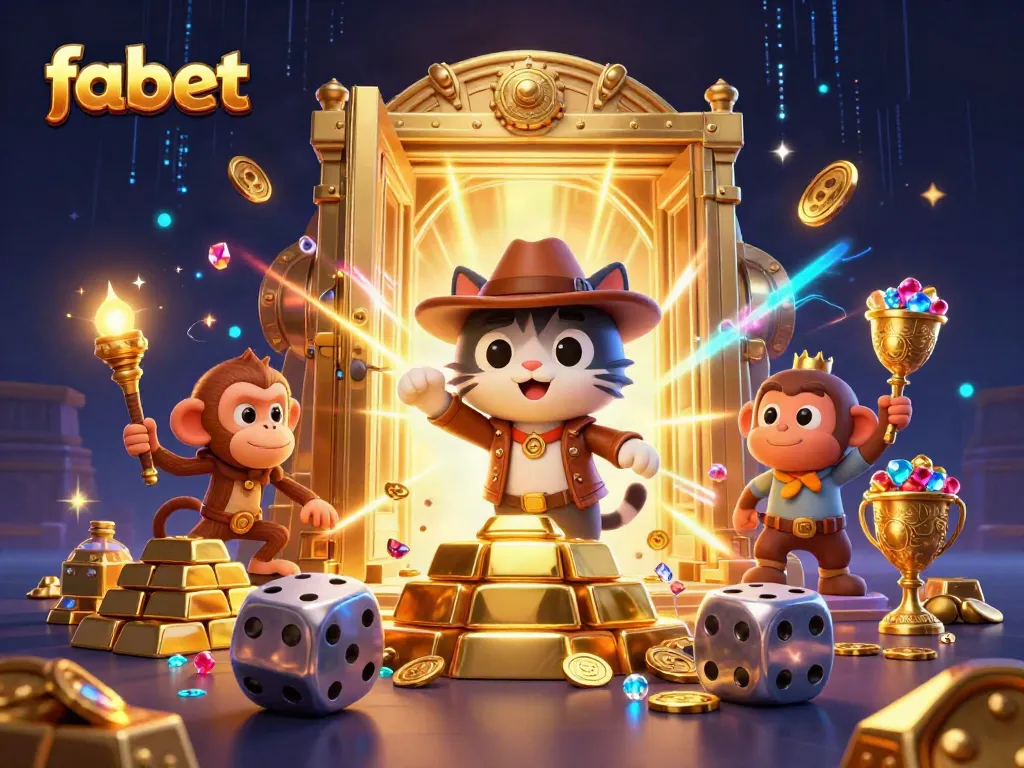 Engage with fabet's thrilling casino adventure featuring a cat archaeologist and treasure in a temple.