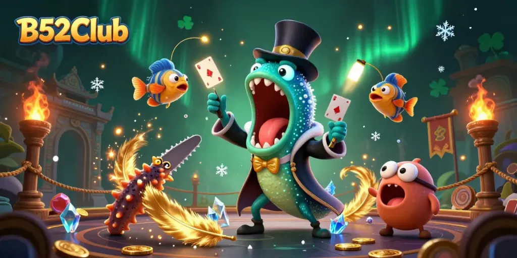 Experience thrilling gameplay at B52Club with vibrant underwater characters and casino excitement.
