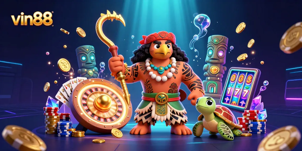 Experience thrilling gaming at vin88 with a vibrant 3D illustration showcasing casino glory.
