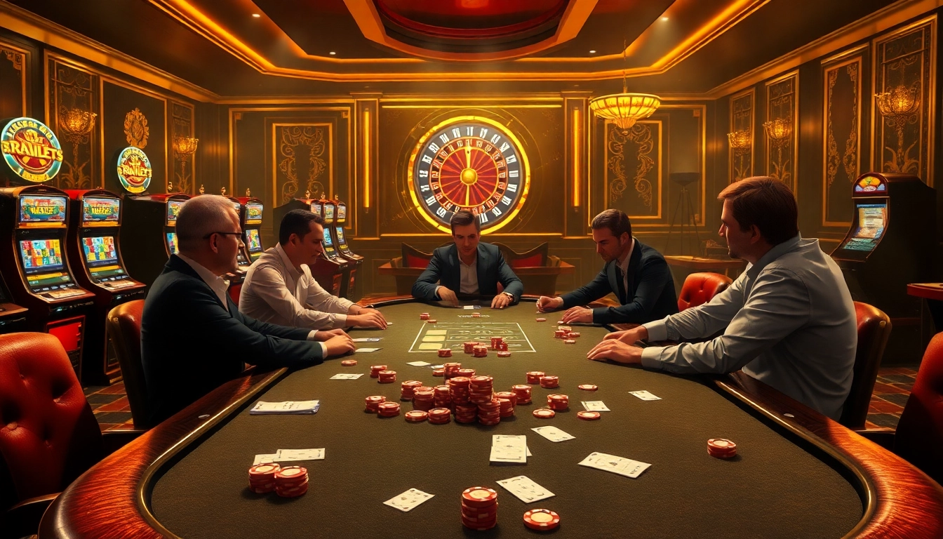 Exciting poker action at a luxurious table showcasing Game bài đổi thưởng with vibrant graphics.