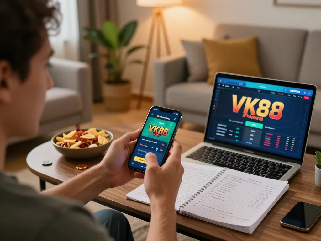 Betting on VK88 in a modern home setting with excitement and strategy.