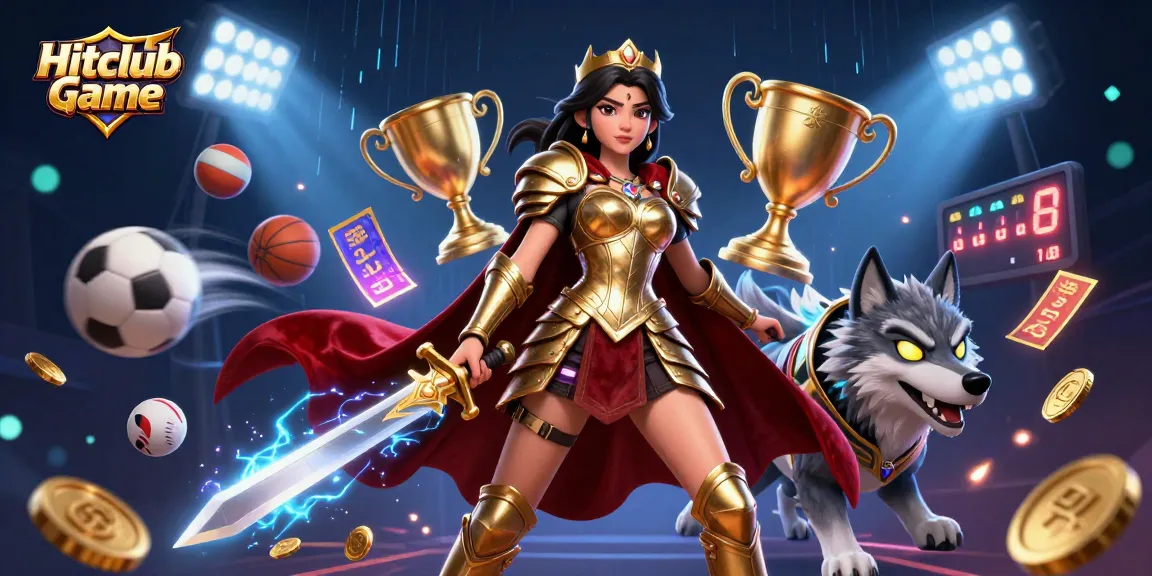 Engage with Hitclub Game in this immersive 3D illustration showcasing vibrant sports elements and thrilling energy