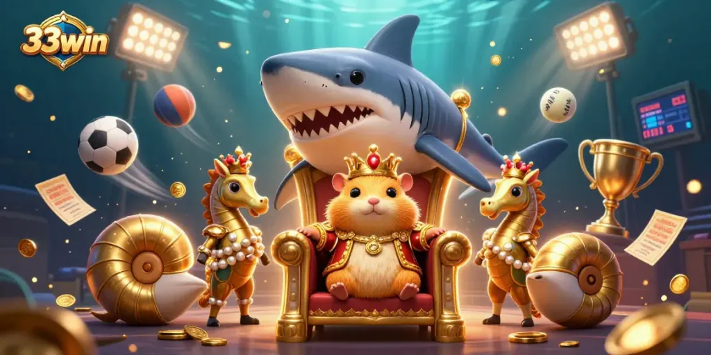 Betting with 33win through an exclusive dynamic 3D scene featuring engaging casino elements.