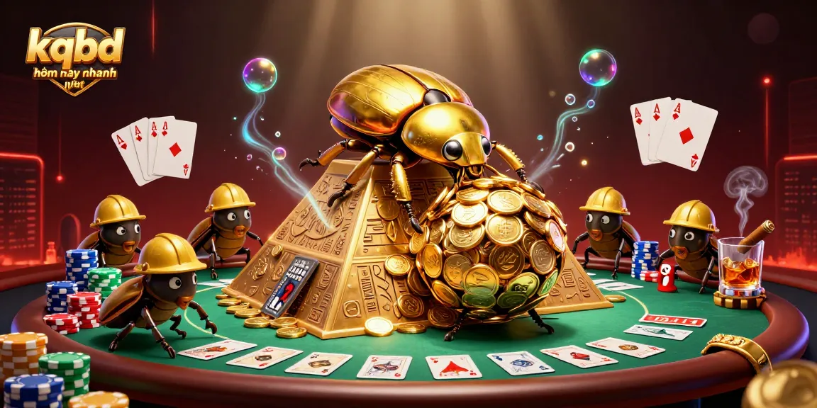 Experience kqbd hôm nay nhanh nhất as beetles roll coins in a vibrant casino scene filled with action.