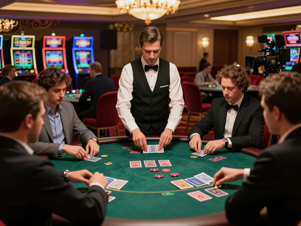 Players strategizing at an lc88 blackjack table in a luxurious casino setting.