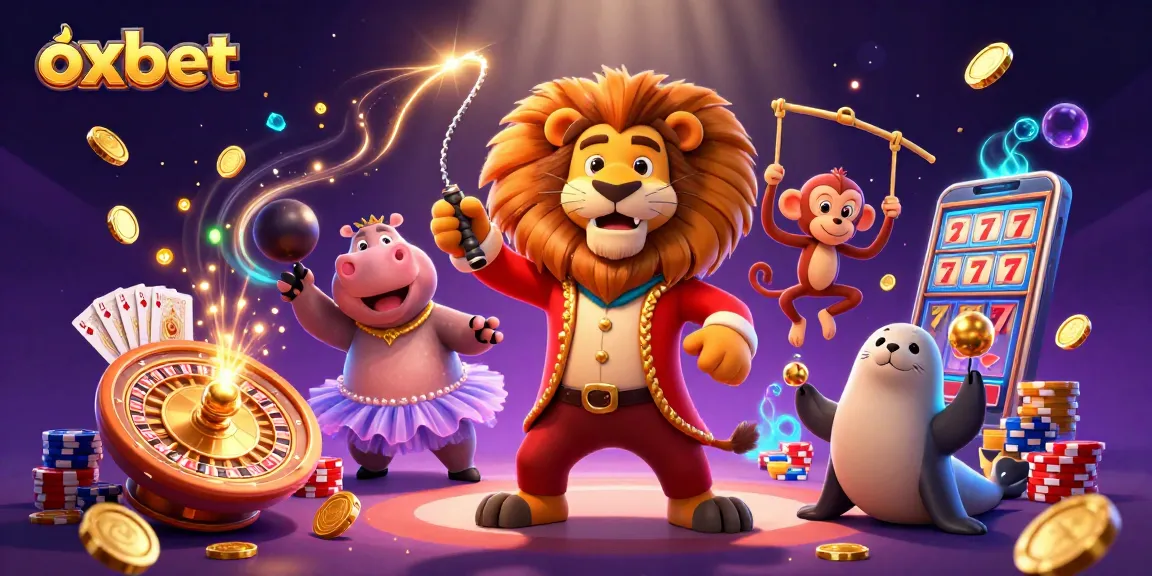 Experience the excitement of winning at oxbet with this vibrant 3D casino scene full of games.