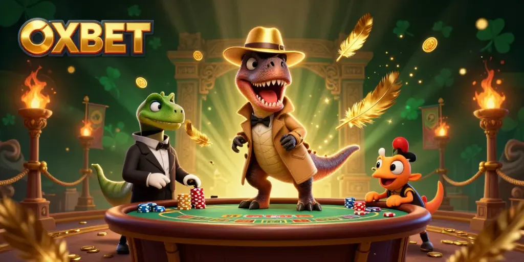 Experience thrilling gameplay at OXBET with this vibrant casino scene featuring unique characters.