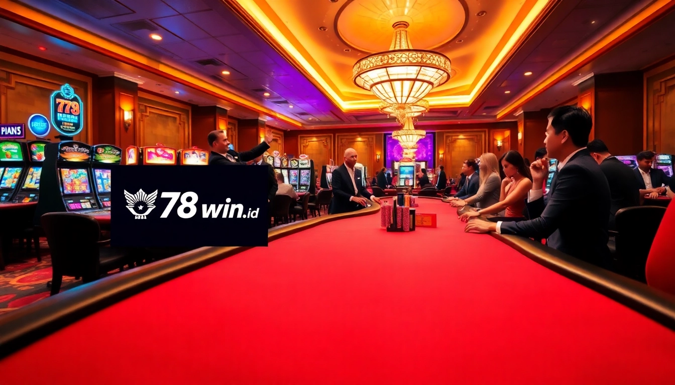 Engaged players enjoying the thrilling atmosphere of 78win.id's luxurious online casino.