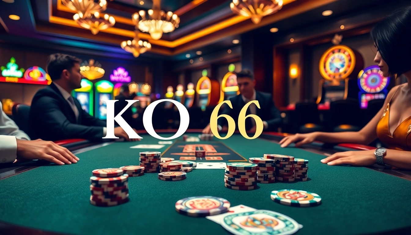 Các người chơi KO66 tham gia vào một trò chơi poker hồi hộp, với những chip nhiều màu sắc và những lá bài sang trọng.