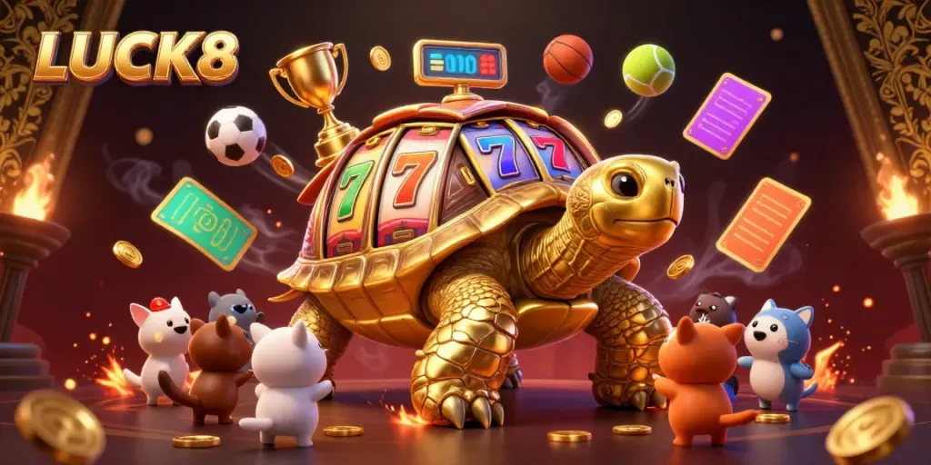 Engage in thrilling gameplay at LUCK8, featuring vibrant slot machines and dynamic sports elements.