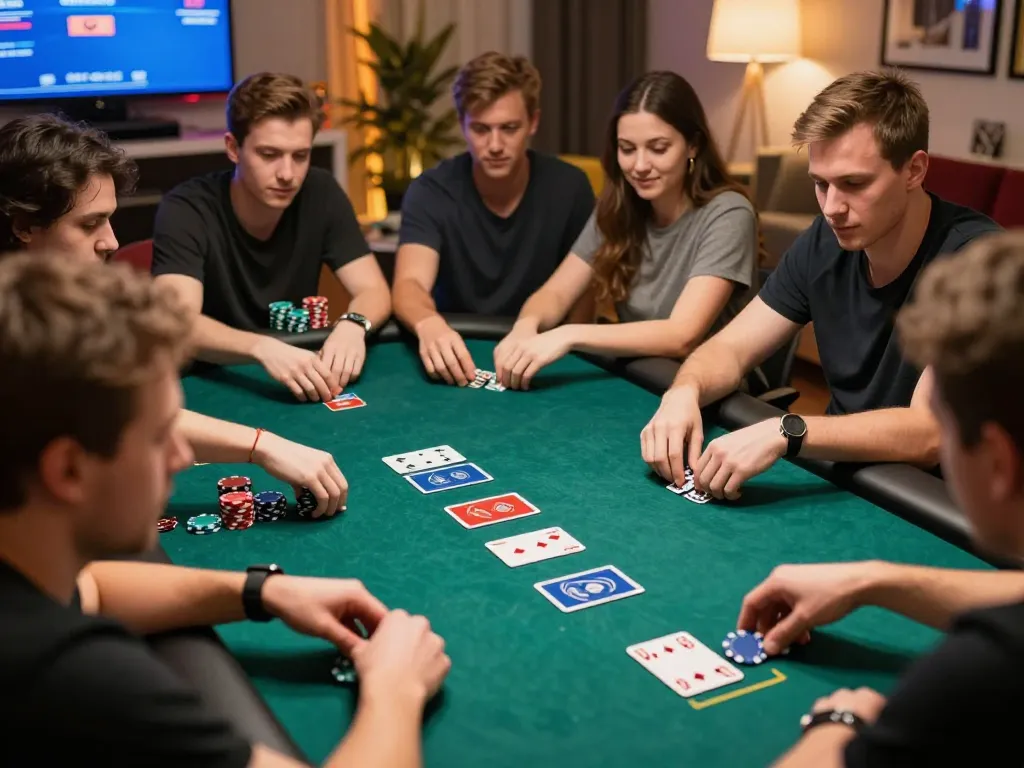 Players enjoying a thrilling poker game at vu88 on a vibrant online platform, showcasing strategy and excitement.