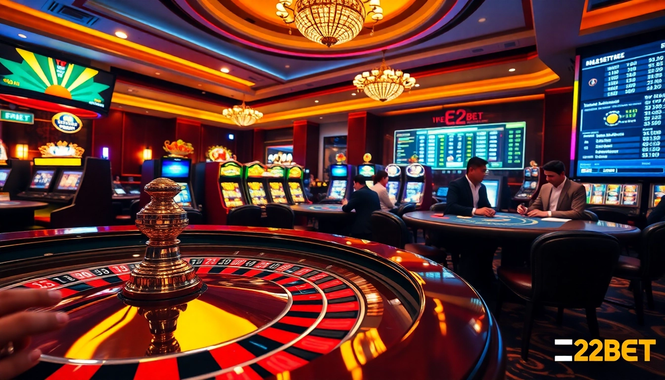 E2BET offers thrilling casino action with excited players at a roulette table, showcasing the vibrant gambling experience.