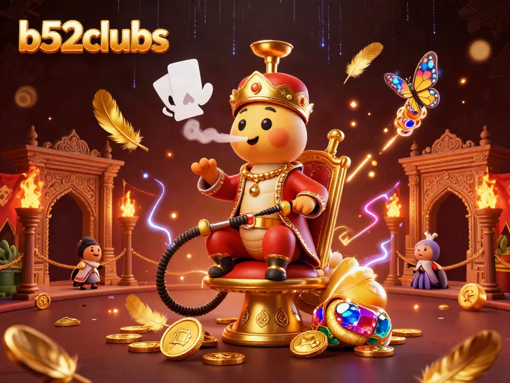 Experience the excitement of b52clubs with a vibrant casino-themed 3D illustration featuring a charismatic character.