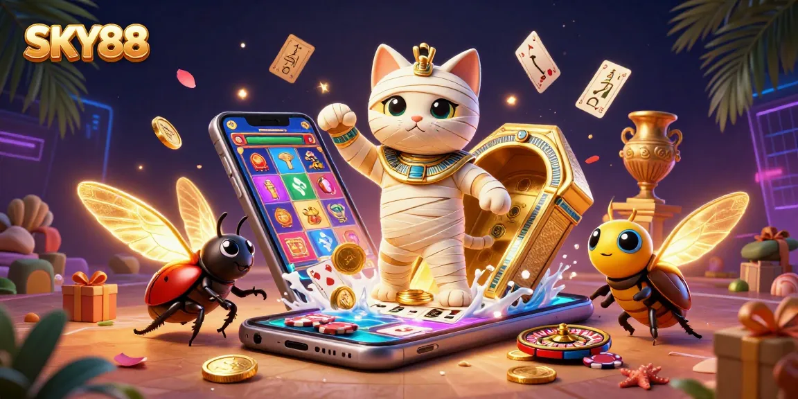 Experience thrilling gameplay at SKY88 with dynamic illustrations of exciting casino adventures.