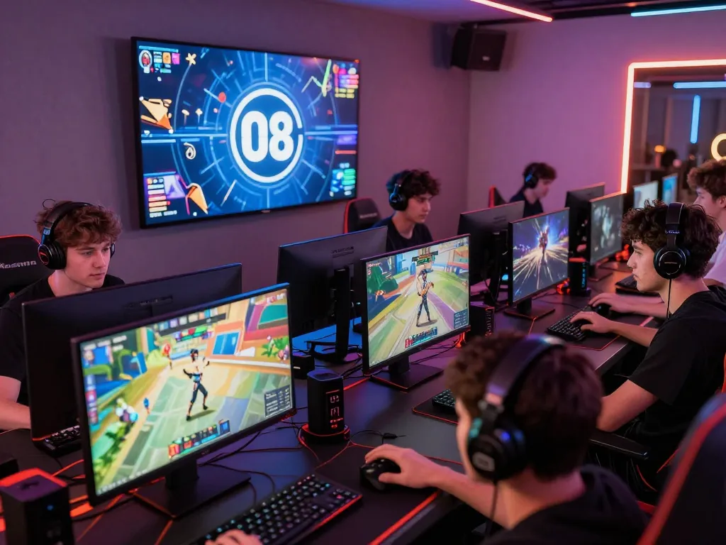 Players enjoying gaming at O8.delivery with engaging visuals and vibrant atmosphere.